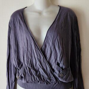 Banana Republic sweater sz PL plum mock wrap EUC